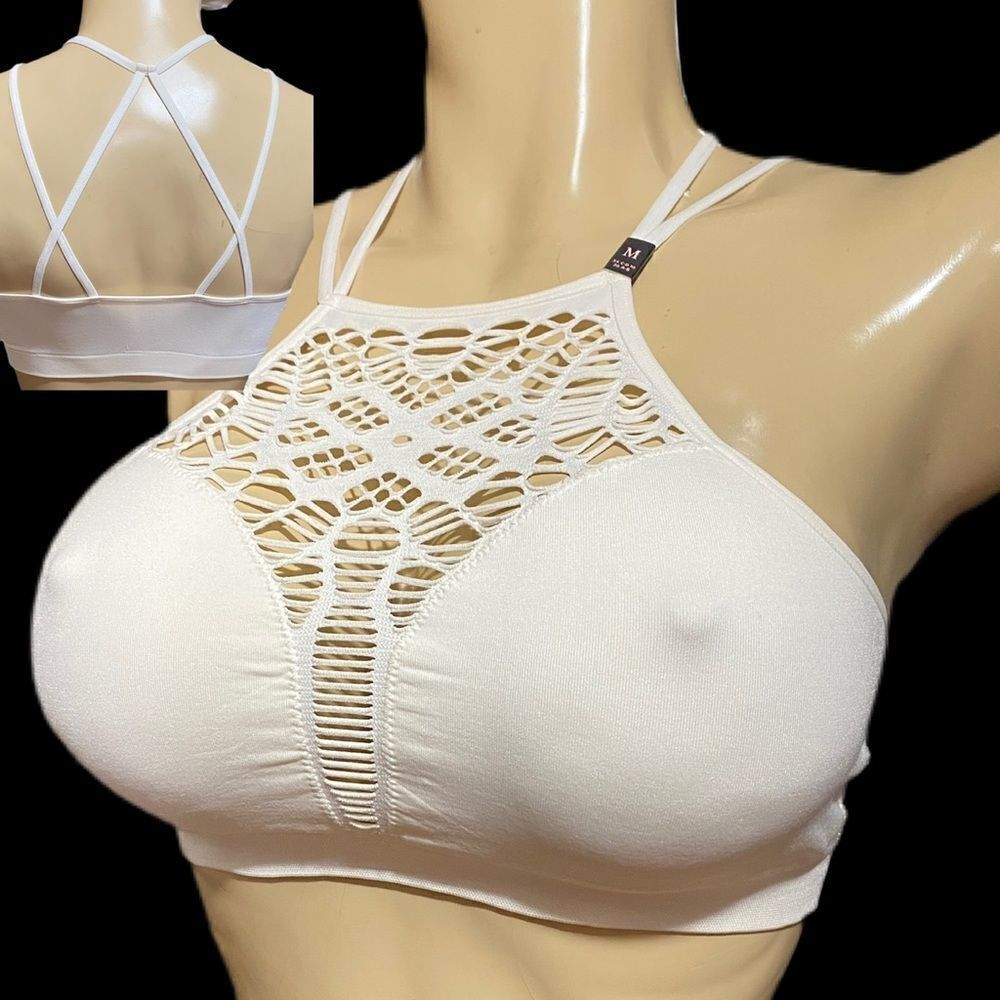 Victoria’s Secret high neck Seamless Unlined bralette bra Ivory Small